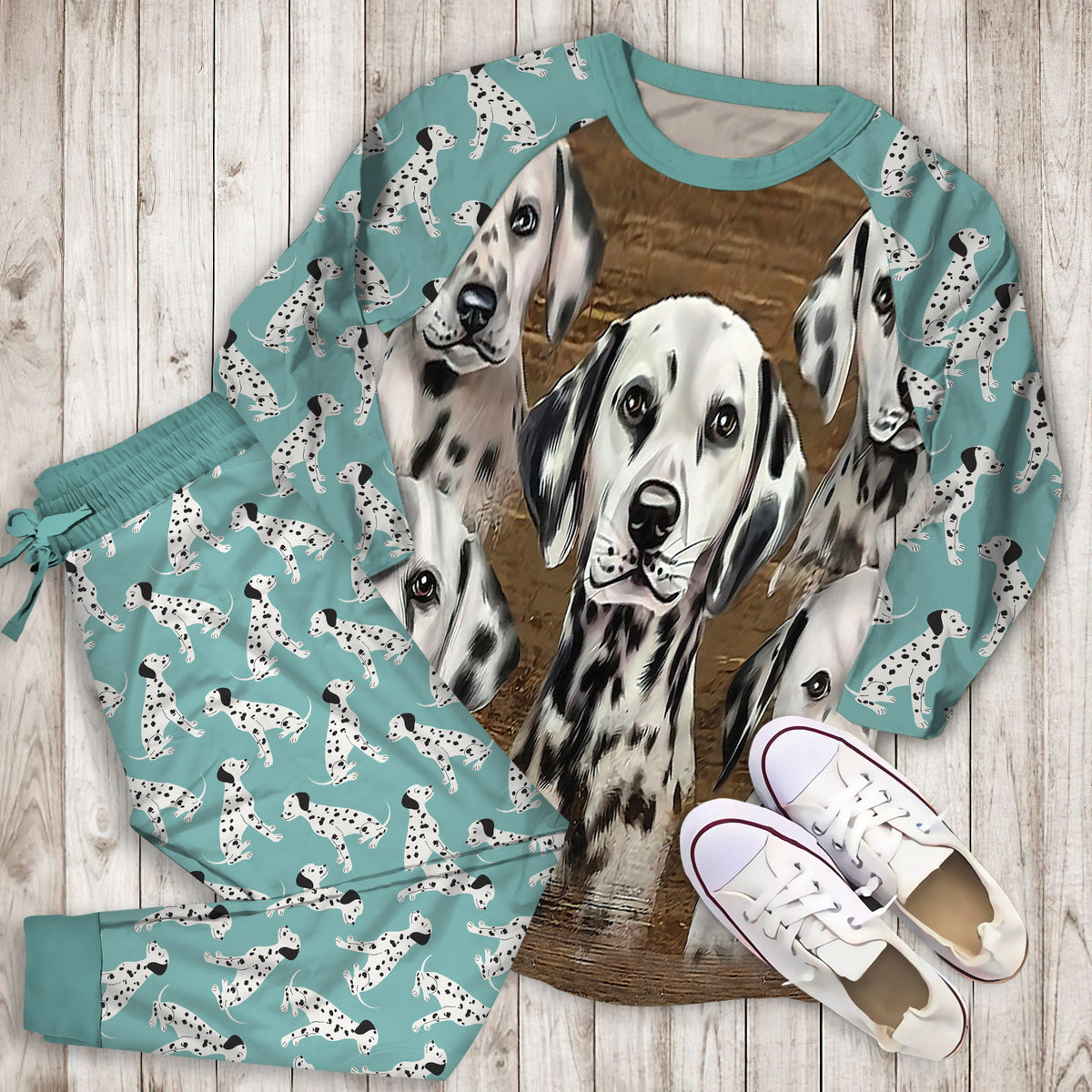 Dalmatian Pajama Set | Pajamas | Cotton Sleepwear Sets | Soft Long Sleeve Pjs | Raglan Shirt and Pants Set