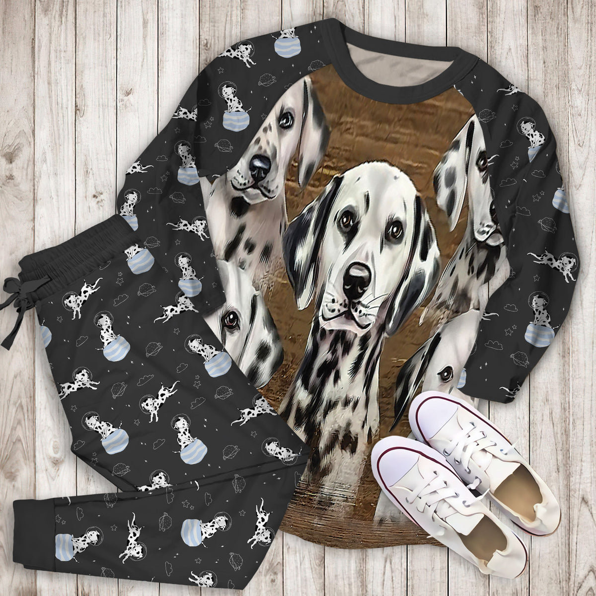 Dalmatian Pajama Set | Pajamas | Cotton Sleepwear Sets | Soft Long Sleeve Pjs | Raglan Shirt and Pants Set
