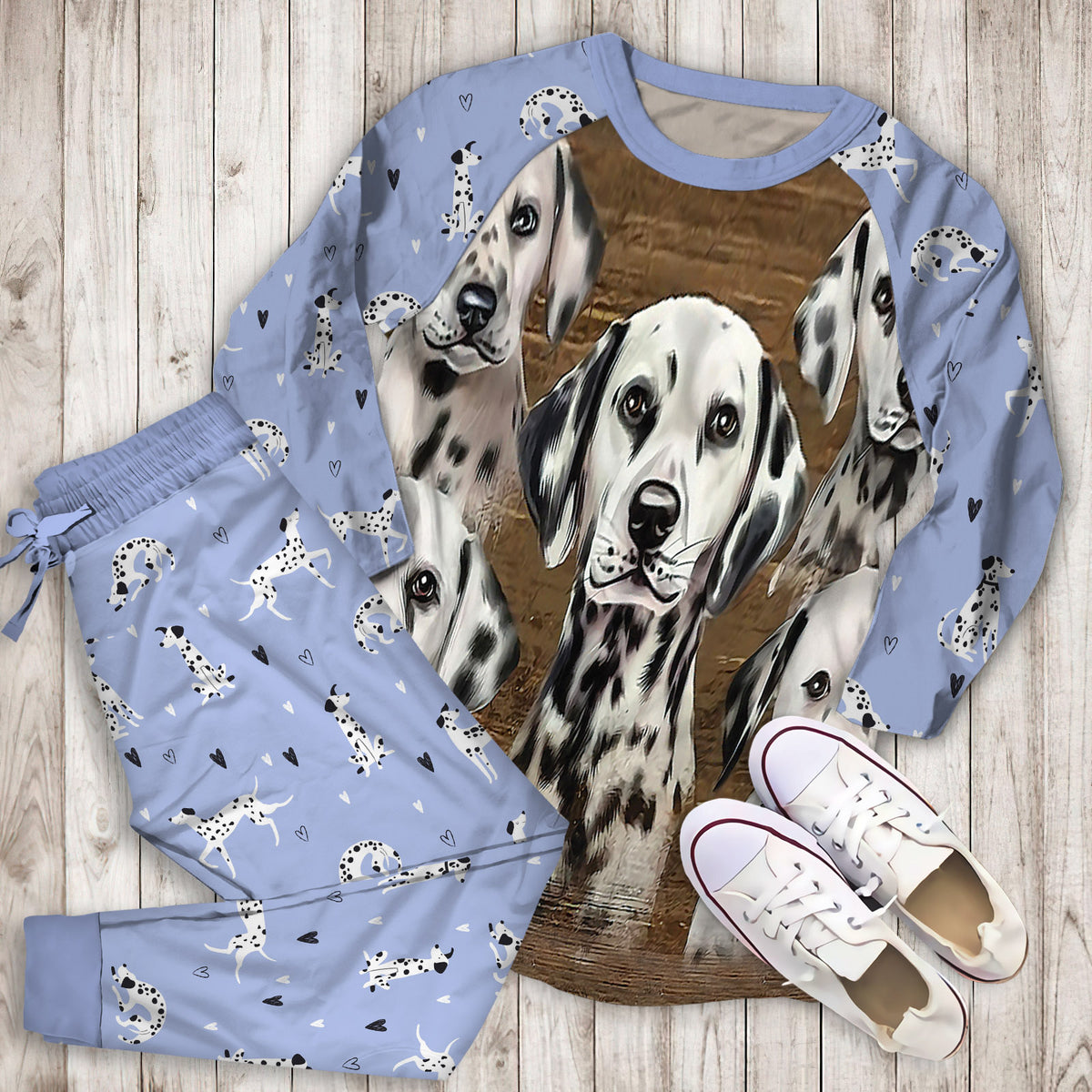 Dalmatian Pajama Set | Pajamas | Cotton Sleepwear Sets | Soft Long Sleeve Pjs | Raglan Shirt and Pants Set