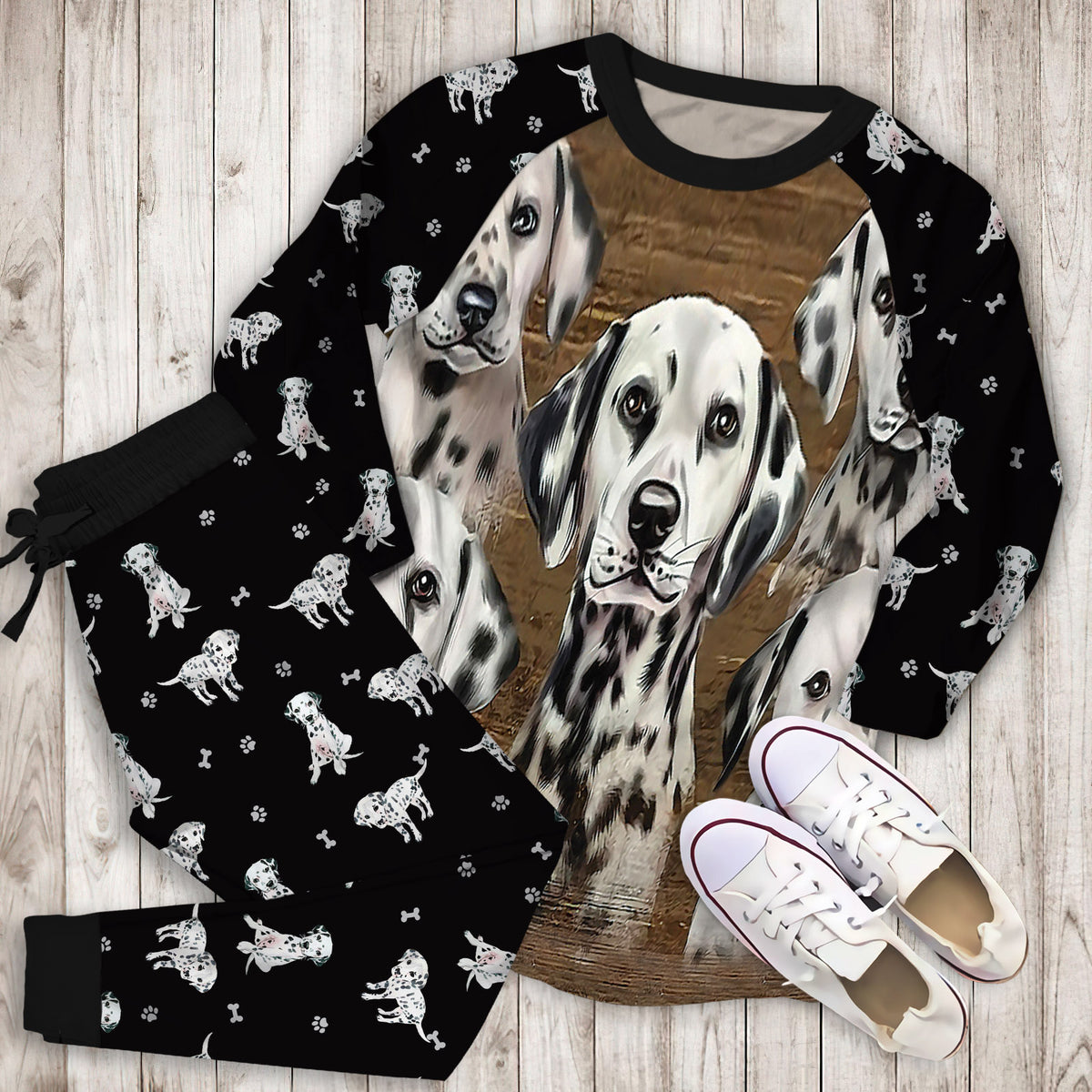 Dalmatian Pajama Set | Pajamas | Cotton Sleepwear Sets | Soft Long Sleeve Pjs | Raglan Shirt and Pants Set