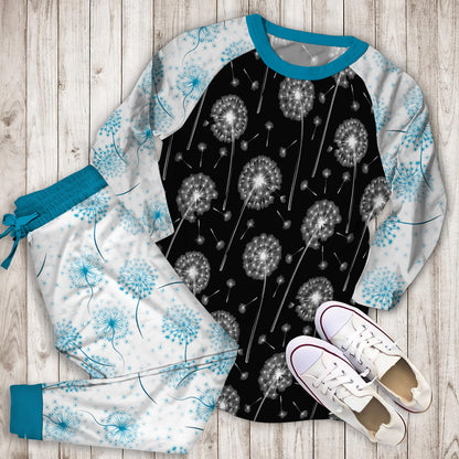 Dandelion Black Pajama Set |Sleepwear Pjs Sets | Raglan Shirt Pants Set