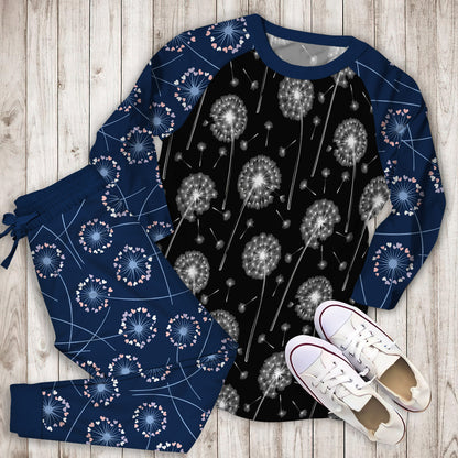 Dandelion Black Pajama Set |Sleepwear Pjs Sets | Raglan Shirt Pants Set