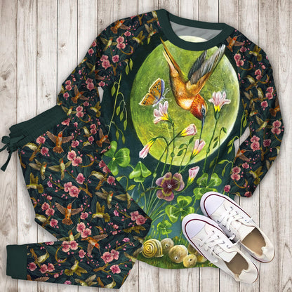 Humming Bird Moon Pajama Set |Sleepwear Pjs Sets | Raglan Shirt Pants Set