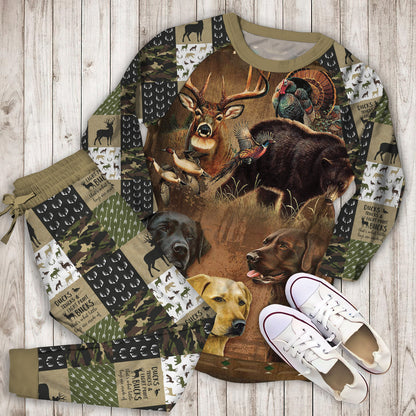Hunting Pajama Set | Pajamas | Cotton Sleepwear Sets | Soft Long Sleeve Pjs | Raglan Shirt and Pants Set