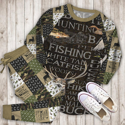 Hunting Wilderness Pajama Set | Pajamas | Cotton Sleepwear Sets | Soft Long Sleeve Pjs | Raglan Shirt and Pants Set