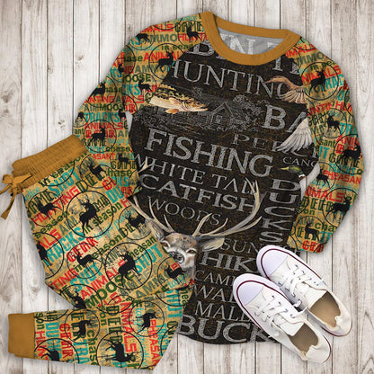 Hunting Wilderness Pajama Set | Pajamas | Cotton Sleepwear Sets | Soft Long Sleeve Pjs | Raglan Shirt and Pants Set