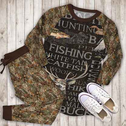 Hunting Wilderness Pajama Set | Pajamas | Cotton Sleepwear Sets | Soft Long Sleeve Pjs | Raglan Shirt and Pants Set