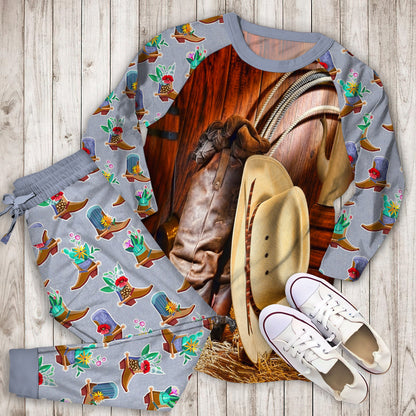 Cowboy Pajama Set | Pajamas | Cotton Sleepwear Sets | Soft Long Sleeve Pjs | Raglan Shirt and Pants Set