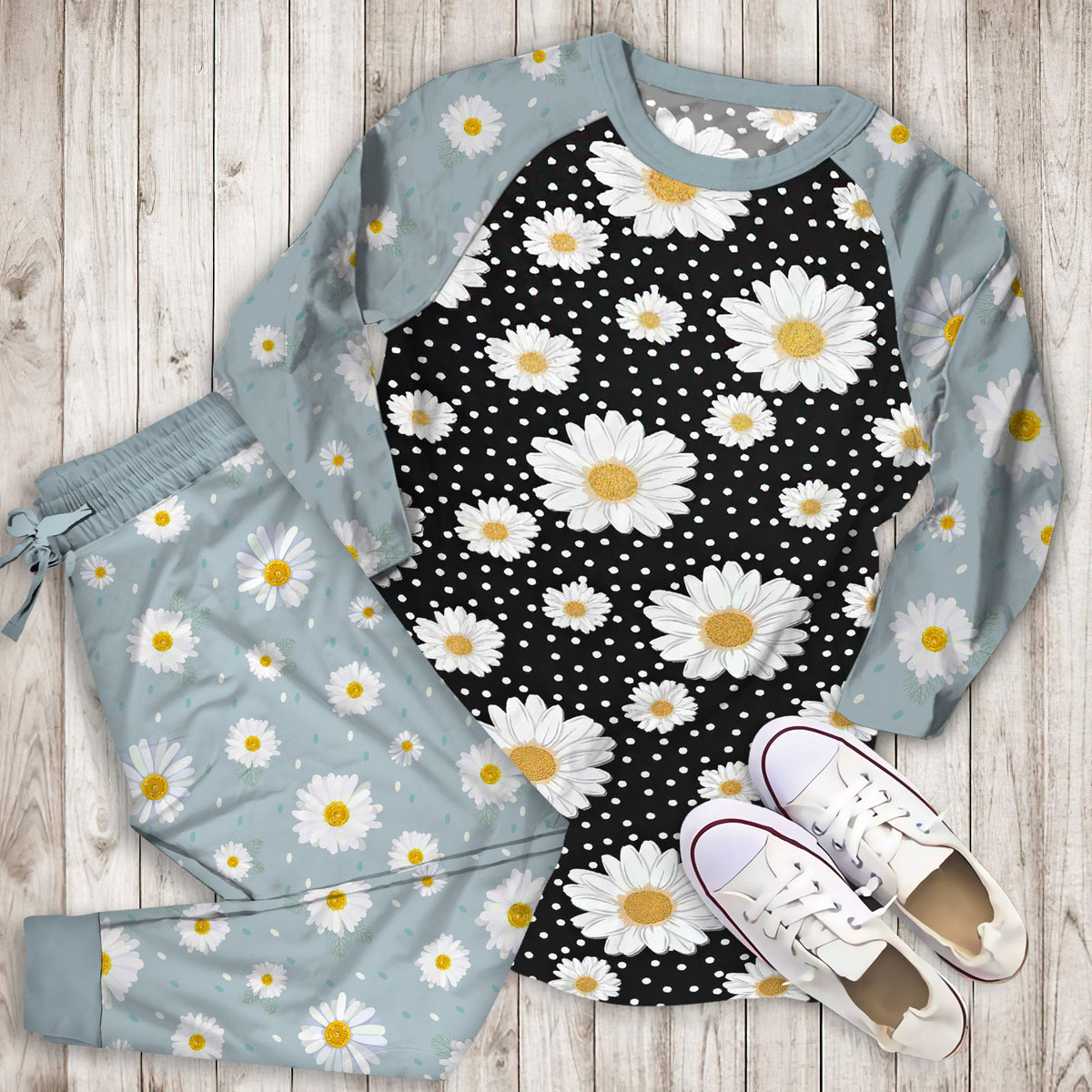 Daisy Pajama Set |Sleepwear Pjs Sets | Raglan Shirt Pants Set
