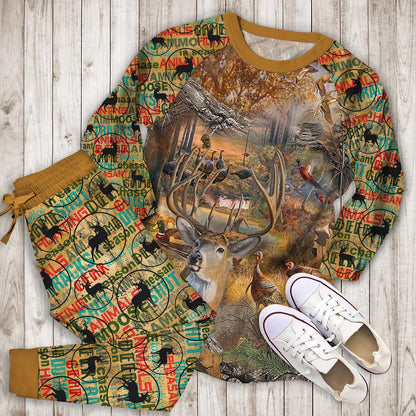Hunting Camo Pajama Set | Pajamas | Cotton Sleepwear Sets | Soft Long Sleeve Pjs | Raglan Shirt and Pants Set