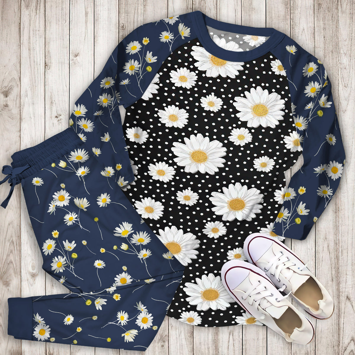 Daisy Pajama Set |Sleepwear Pjs Sets | Raglan Shirt Pants Set
