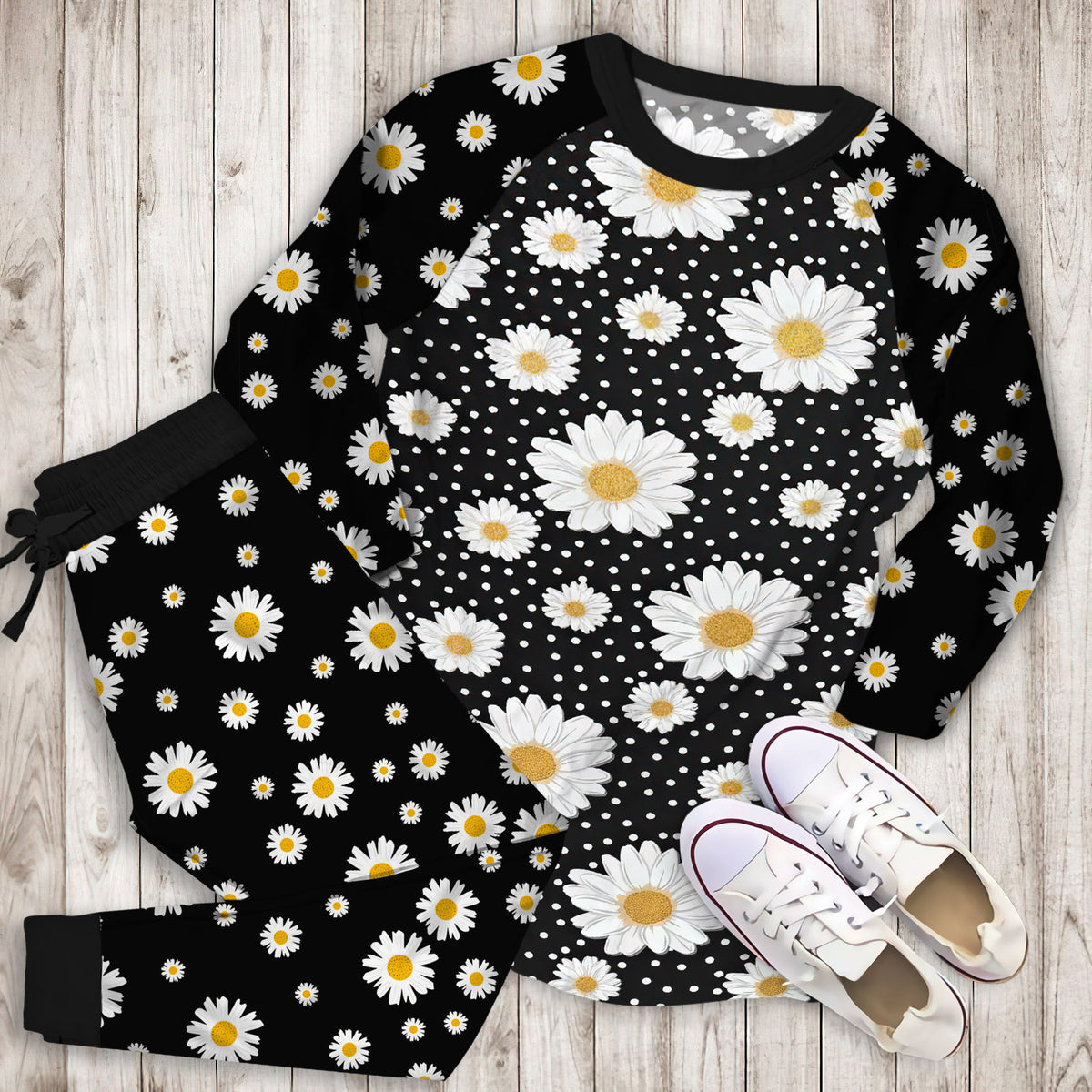 Daisy Pajama Set |Sleepwear Pjs Sets | Raglan Shirt Pants Set
