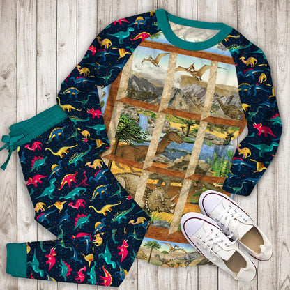 Dinosaur Pajama Set | Pajamas | Cotton Sleepwear Sets | Soft Long Sleeve Pjs | Raglan Shirt and Pants Set