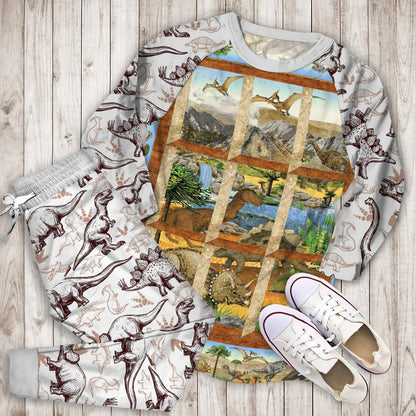Dinosaur Pajama Set | Pajamas | Cotton Sleepwear Sets | Soft Long Sleeve Pjs | Raglan Shirt and Pants Set