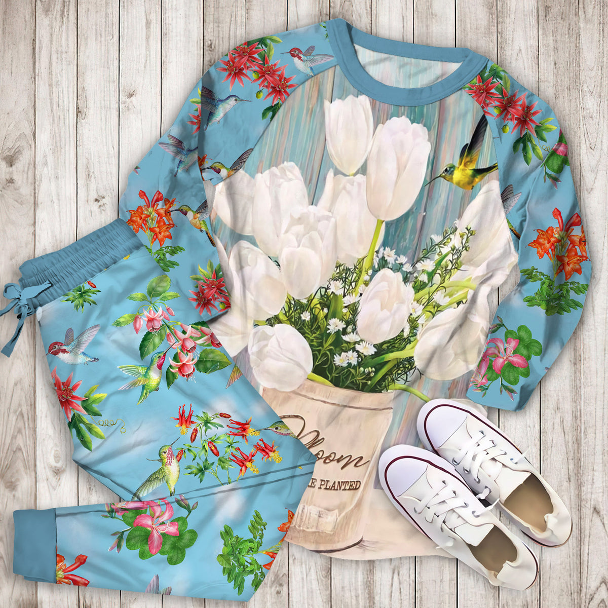 Humming Bird Pajama Set |Sleepwear Pjs Sets | Raglan Shirt Pants Set