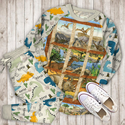 Dinosaur Pajama Set | Pajamas | Cotton Sleepwear Sets | Soft Long Sleeve Pjs | Raglan Shirt and Pants Set