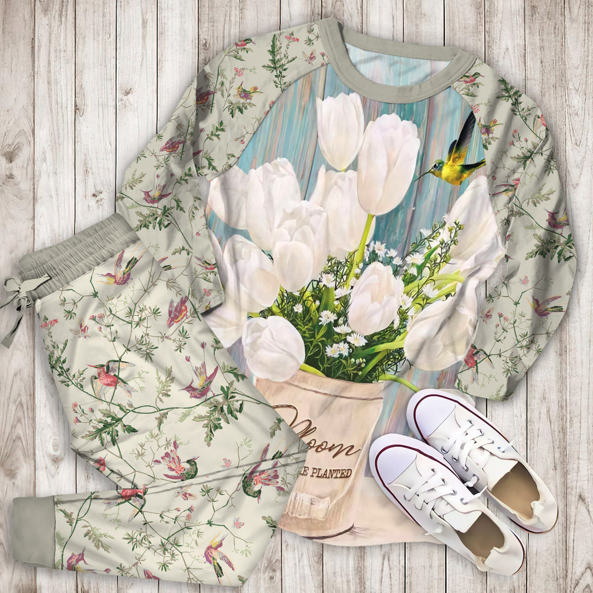Humming Bird Pajama Set |Sleepwear Pjs Sets | Raglan Shirt Pants Set