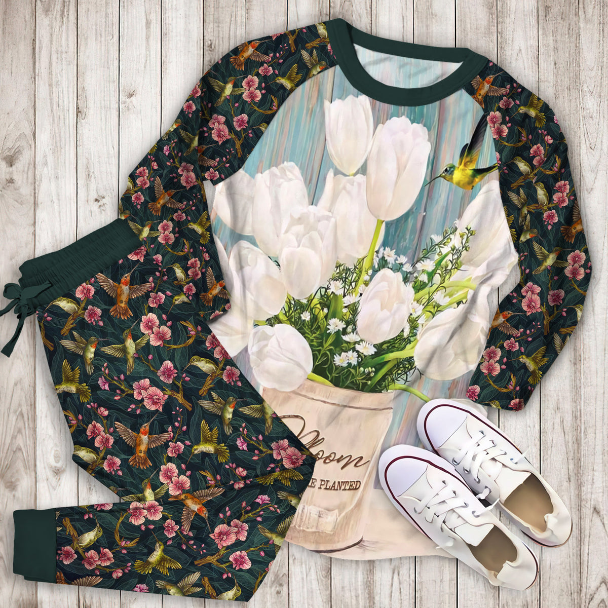 Humming Bird Pajama Set |Sleepwear Pjs Sets | Raglan Shirt Pants Set