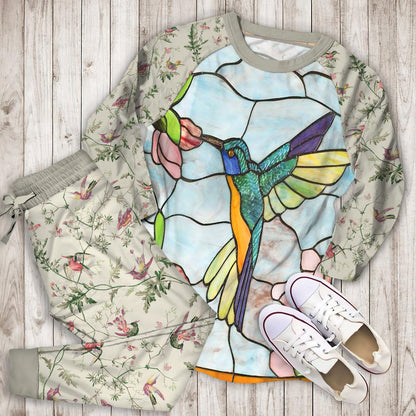 Humming Bird Pajama Set | Pajamas | Cotton Sleepwear Sets | Soft Long Sleeve Pjs | Raglan Shirt and Pants Set