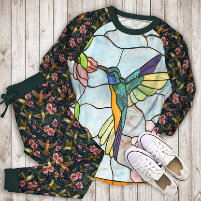 Humming Bird Pajama Set | Pajamas | Cotton Sleepwear Sets | Soft Long Sleeve Pjs | Raglan Shirt and Pants Set