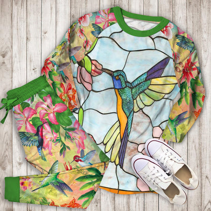 Humming Bird Pajama Set | Pajamas | Cotton Sleepwear Sets | Soft Long Sleeve Pjs | Raglan Shirt and Pants Set