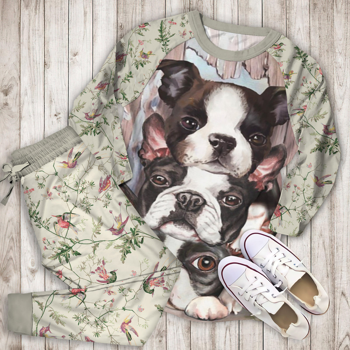 Humming Bird Pajama Set | Pajamas | Cotton Sleepwear Sets | Soft Long Sleeve Pjs | Raglan Shirt and Pants Set