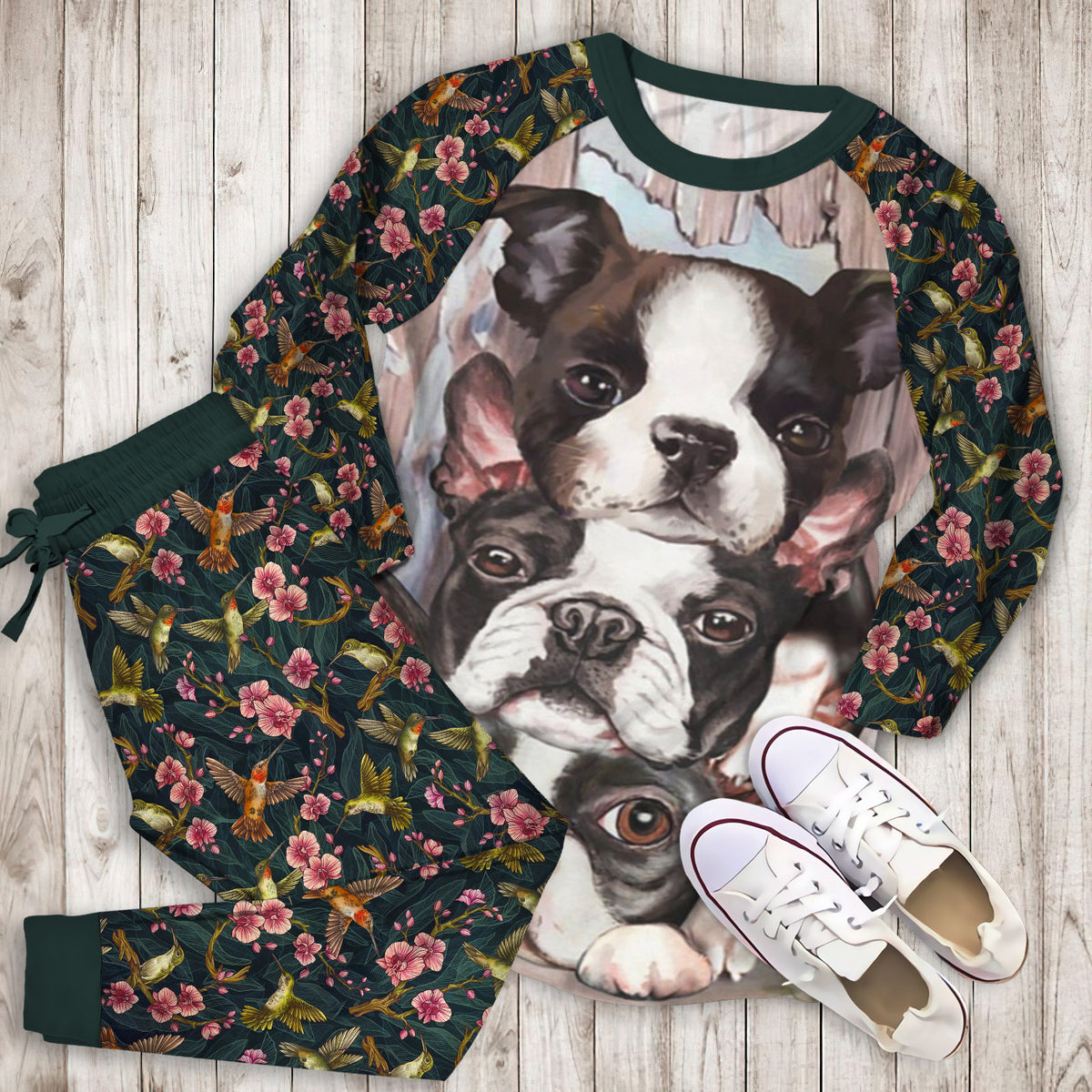 Humming Bird Pajama Set | Pajamas | Cotton Sleepwear Sets | Soft Long Sleeve Pjs | Raglan Shirt and Pants Set
