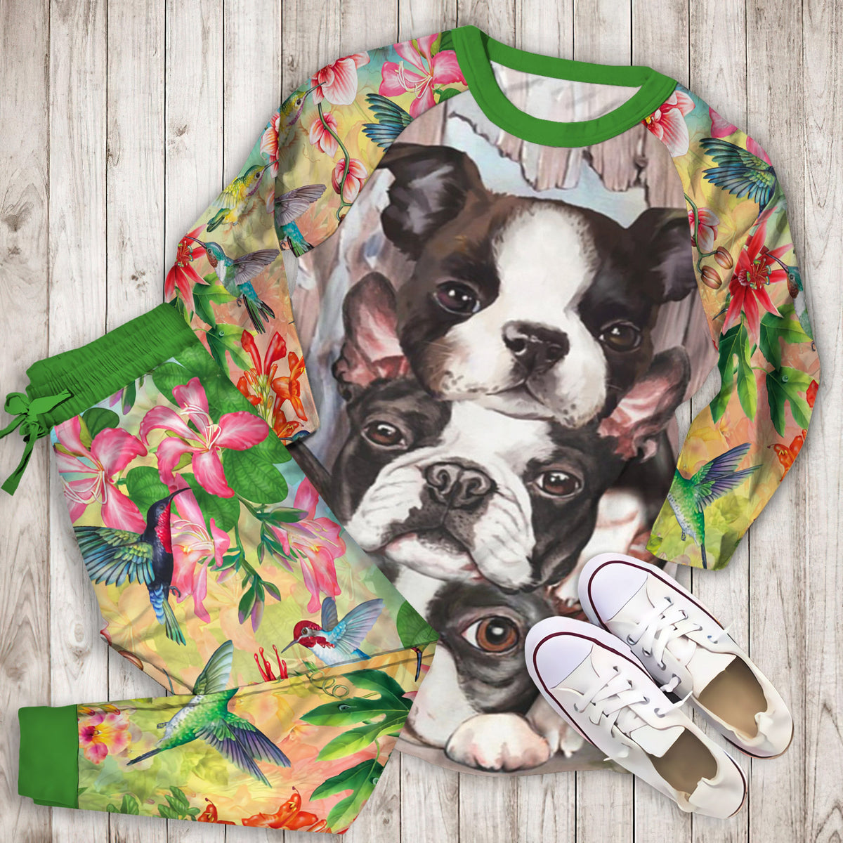 Humming Bird Pajama Set | Pajamas | Cotton Sleepwear Sets | Soft Long Sleeve Pjs | Raglan Shirt and Pants Set