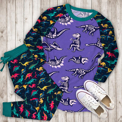 Dinosaur Rex Pajama Set | Pajamas | Cotton Sleepwear Sets | Soft Long Sleeve Pjs | Raglan Shirt and Pants Set