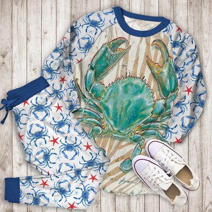 Crab Pajama Set |Sleepwear Pjs Sets | Raglan Shirt Pants Set