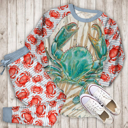 Crab Pajama Set |Sleepwear Pjs Sets | Raglan Shirt Pants Set