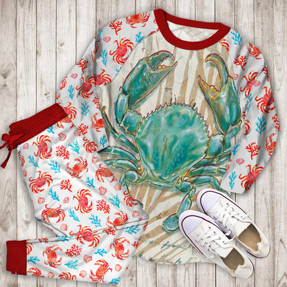Crab Pajama Set |Sleepwear Pjs Sets | Raglan Shirt Pants Set