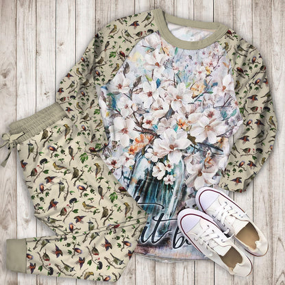 Humming Bird Pajama Set | Pajamas | Cotton Sleepwear Sets | Soft Long Sleeve Pjs | Raglan Shirt and Pants Set