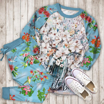 Humming Bird Pajama Set | Pajamas | Cotton Sleepwear Sets | Soft Long Sleeve Pjs | Raglan Shirt and Pants Set