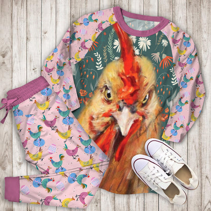 Chicken Pajama Set | Pajamas | Cotton Sleepwear Sets | Soft Long Sleeve Pjs | Raglan Shirt and Pants Set
