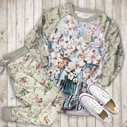 Humming Bird Pajama Set | Pajamas | Cotton Sleepwear Sets | Soft Long Sleeve Pjs | Raglan Shirt and Pants Set