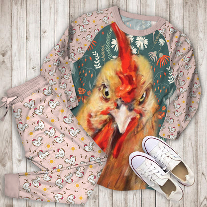 Chicken Pajama Set | Pajamas | Cotton Sleepwear Sets | Soft Long Sleeve Pjs | Raglan Shirt and Pants Set