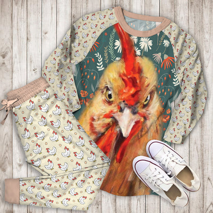 Chicken Pajama Set | Pajamas | Cotton Sleepwear Sets | Soft Long Sleeve Pjs | Raglan Shirt and Pants Set