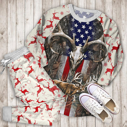 Deer Hunting Pajama Set | Pajamas | Cotton Sleepwear Sets | Soft Long Sleeve Pjs | Raglan Shirt and Pants Set