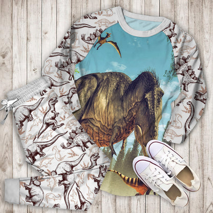 Dinosaur Pajama Set | Pajamas | Cotton Sleepwear Sets | Soft Long Sleeve Pjs | Raglan Shirt and Pants Set