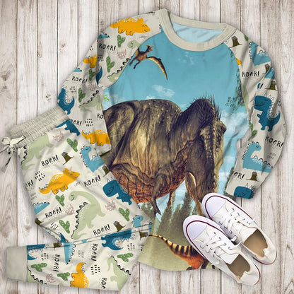 Dinosaur Pajama Set | Pajamas | Cotton Sleepwear Sets | Soft Long Sleeve Pjs | Raglan Shirt and Pants Set