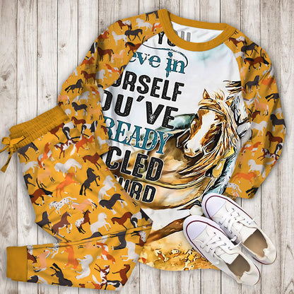 Horse Cowgirl Pajama Set |Sleepwear Pjs Sets | Raglan Shirt Pants Set