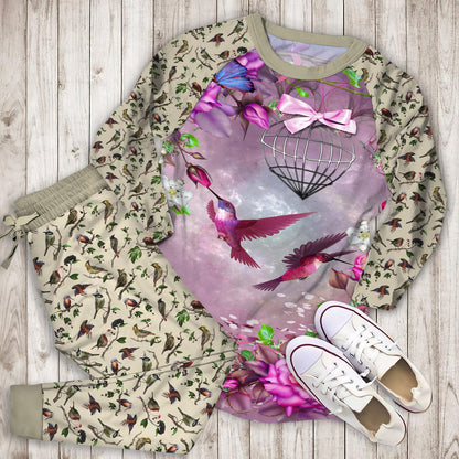 Hummingbird Pajama Set |Sleepwear Pjs Sets | Raglan Shirt Pants Set
