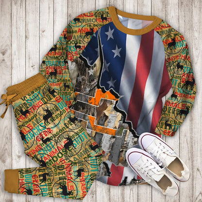 Chevy Hunting Camo Pajama Set |Sleepwear Pjs Sets | Raglan Shirt Pants Set