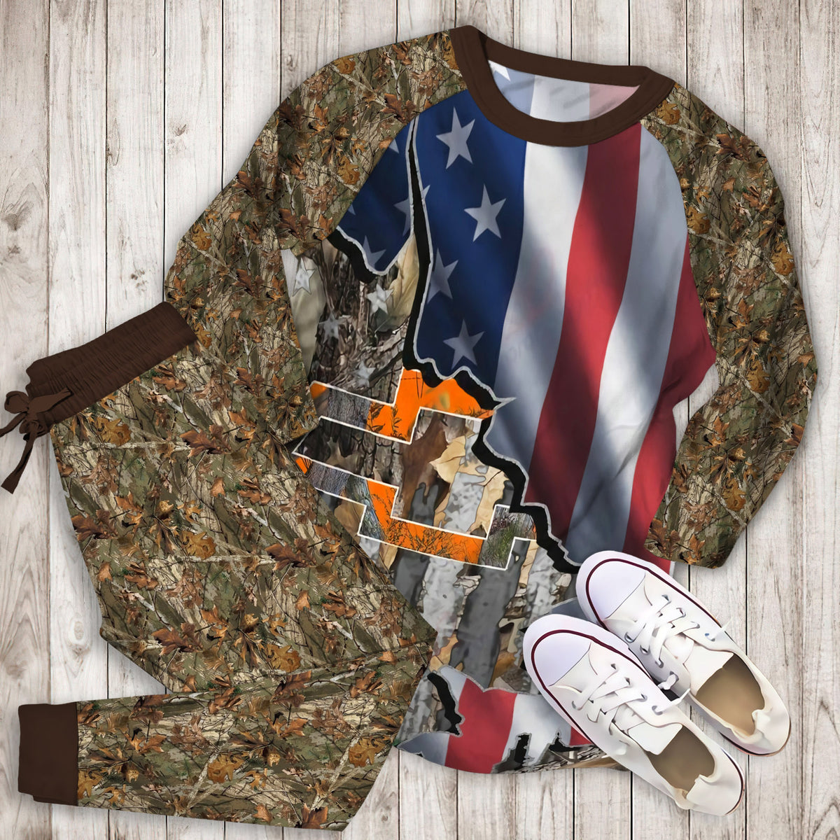 Chevy Hunting Camo Pajama Set |Sleepwear Pjs Sets | Raglan Shirt Pants Set