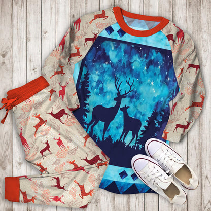 Twilight Deer Pajama Set | Pajamas | Cotton Sleepwear Sets | Soft Long Sleeve Pjs | Raglan Shirt and Pants Set