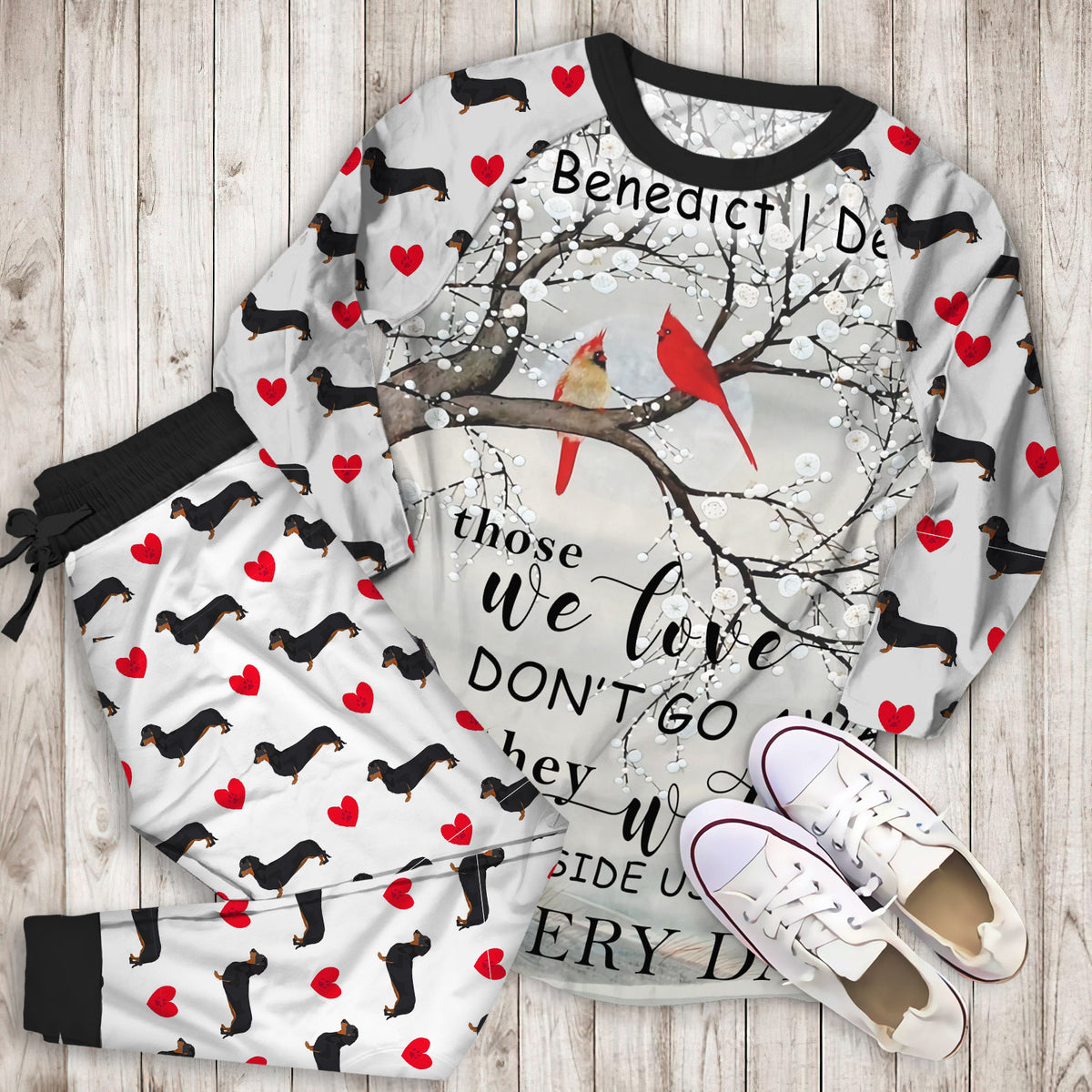 Dachshund Every Day Personalized Name Pajama Set |Sleepwear Pjs Sets | Raglan Shirt Pants Set