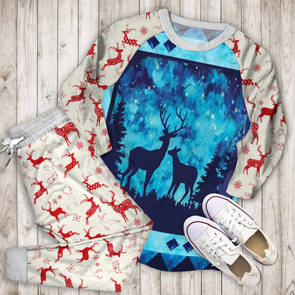Twilight Deer Pajama Set | Pajamas | Cotton Sleepwear Sets | Soft Long Sleeve Pjs | Raglan Shirt and Pants Set