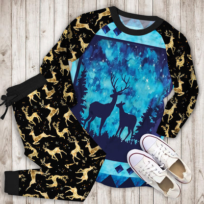 Twilight Deer Pajama Set | Pajamas | Cotton Sleepwear Sets | Soft Long Sleeve Pjs | Raglan Shirt and Pants Set