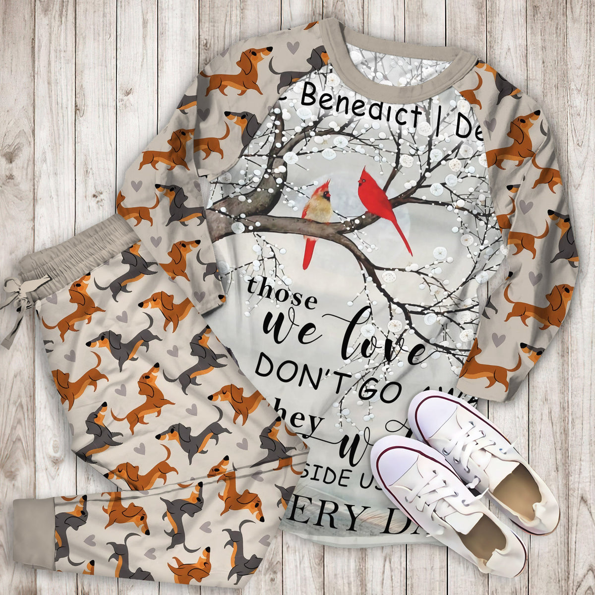 Dachshund Every Day Personalized Name Pajama Set |Sleepwear Pjs Sets | Raglan Shirt Pants Set